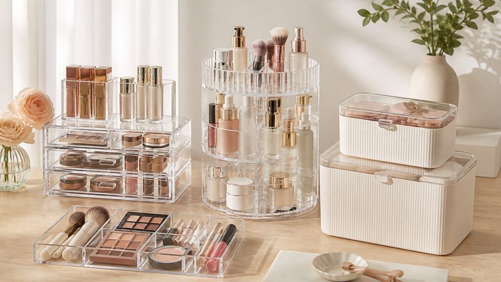 Unbranded editorial arrangement for Cosmetic Storage Buying Guide: How to Choose the Right One