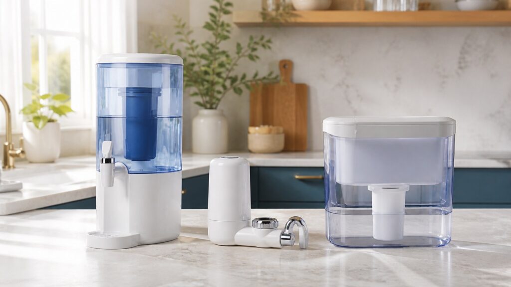 Unbranded countertop water filters products arranged for a careful buying comparison