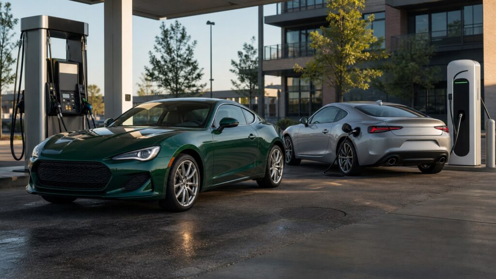 coupe cars shopping setup for fuel, charging, and operating costs with practical vehicle-focused details