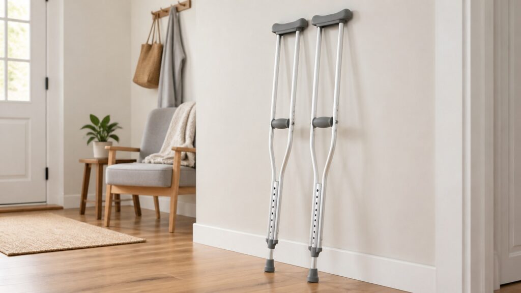 photorealistic crutches hero image for Crutches Buying Guide for Comfort and Fit