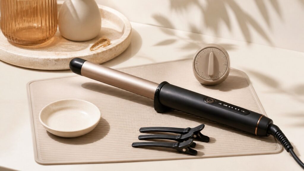 Unbranded editorial arrangement illustrating Curling Tools Buying Guide for Fast Styling