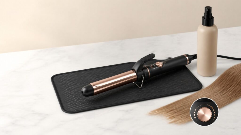 Unbranded editorial arrangement illustrating Curling Tools Buying Guide for Heat Protection
