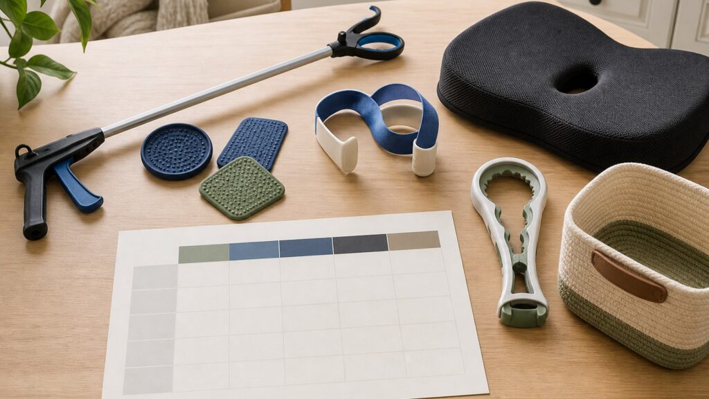 Unbranded daily living support products arranged for a careful buying comparison