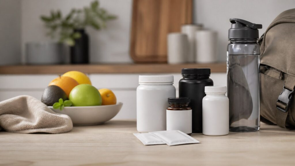 Unbranded daily wellness supplements products arranged for a careful buying comparison