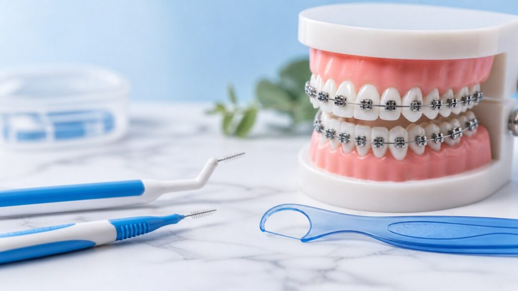 Unbranded editorial arrangement illustrating Dental Care Products Buying Guide for Orthodontic Care