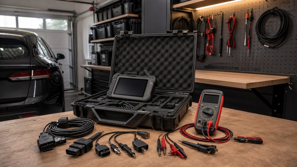 diagnostic tool kits shopping setup for space-saving garage setups with practical vehicle-focused details