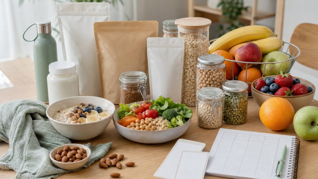 Unbranded diet & lifestyle foods products arranged for a careful buying comparison