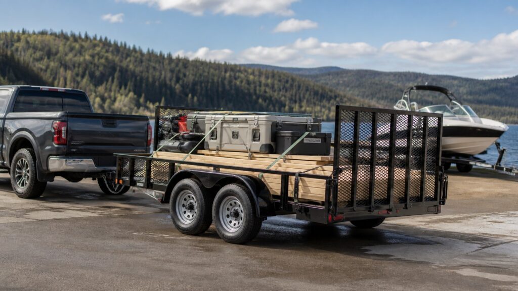 dual axle utility trailers shopping setup for rv and boat towing with practical vehicle-focused details