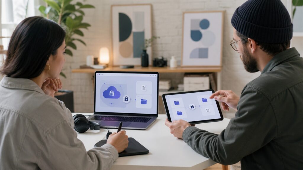 online retail team reviewing unbranded product catalog and order operations on large screens for a digital products buying decision