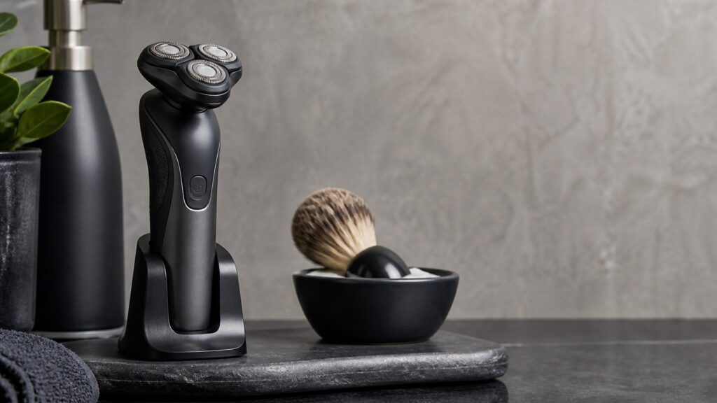 Unbranded editorial arrangement illustrating Electric Shavers Buying Guide for Quick Touch-Ups