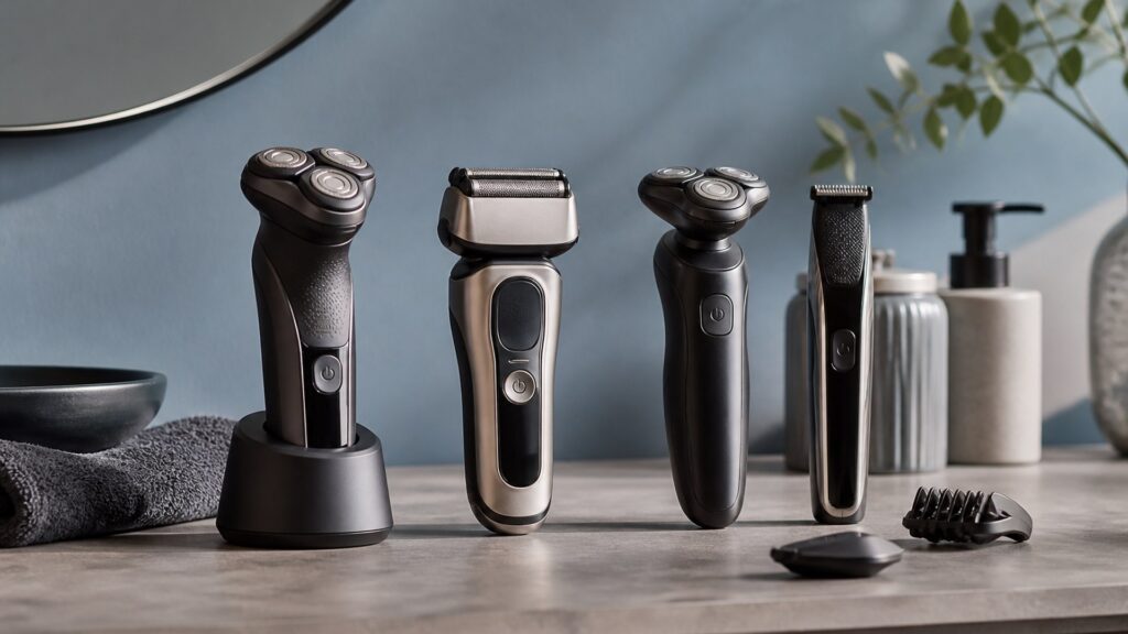 Unbranded editorial arrangement illustrating Electric Shavers Buying Guide: How to Choose the Right One