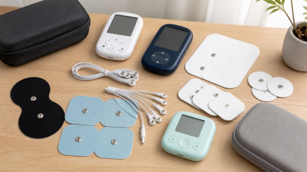 Unbranded electrical pain therapy products arranged for a careful buying comparison