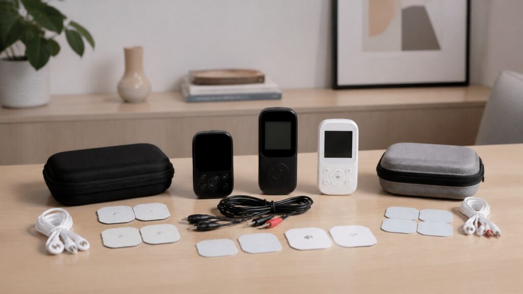 Unbranded electrical pain therapy products arranged for a careful buying comparison