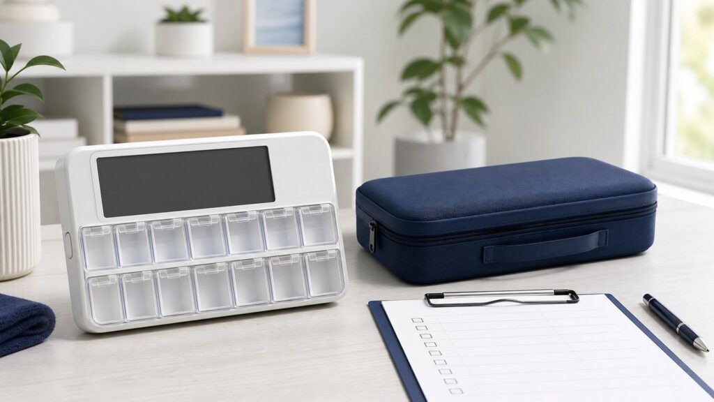 Unbranded electronic pill organizers products arranged for a careful buying comparison