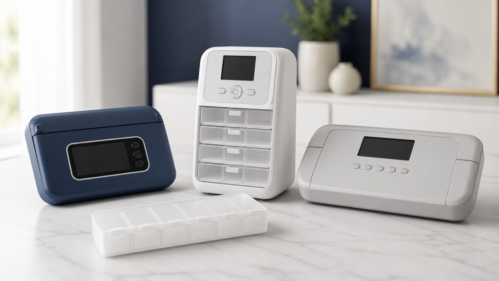 Unbranded electronic pill organizers products arranged for a careful buying comparison