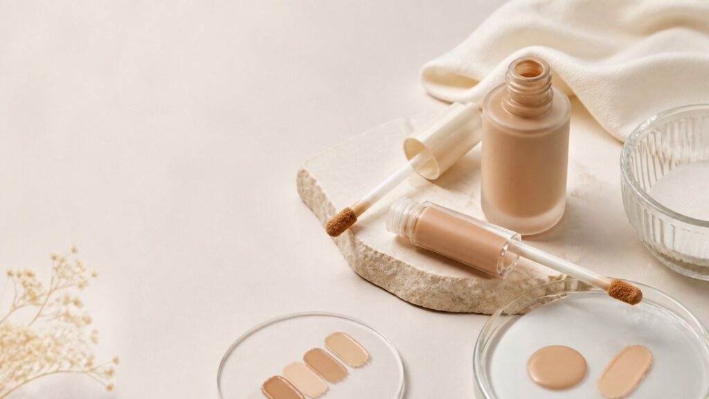 Unbranded editorial arrangement illustrating Face Makeup Buying Guide for Sensitive Skin