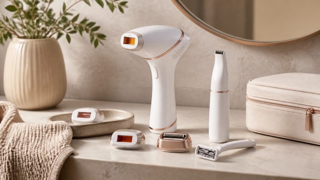 Unbranded facial hair removal devices arranged for a beginner treatment setups buying guide