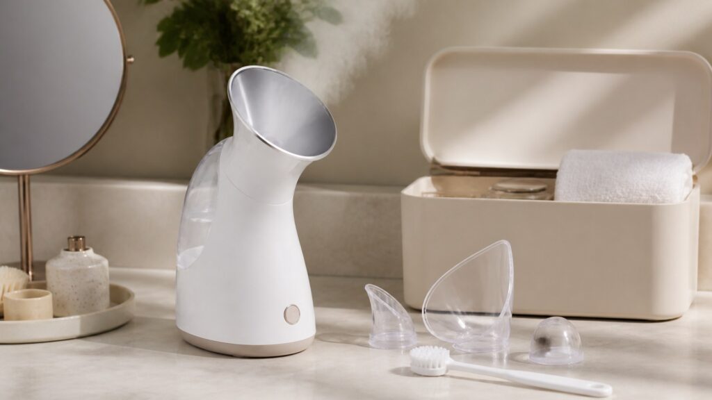 Unbranded facial steamers arranged for a beginner treatment setups buying guide