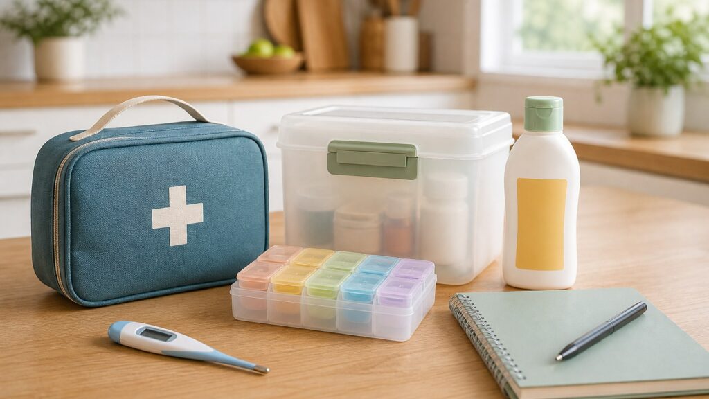 Unbranded family health products arranged for a careful buying comparison