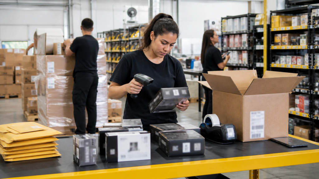 Ultra photorealistic fulfillment operations hero image for Fulfillment by Amazon Review: Performance, Pros, and Cons