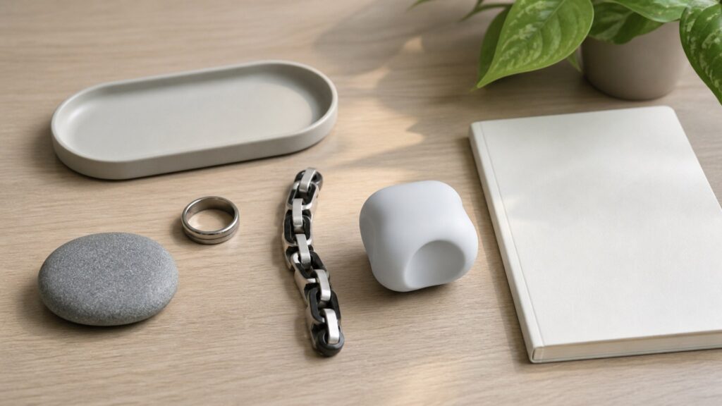 Unbranded fidget wellness devices products arranged for a careful buying comparison