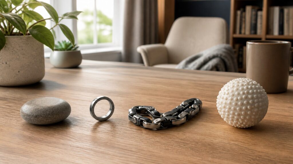 Unbranded fidget wellness devices products arranged for a careful buying comparison