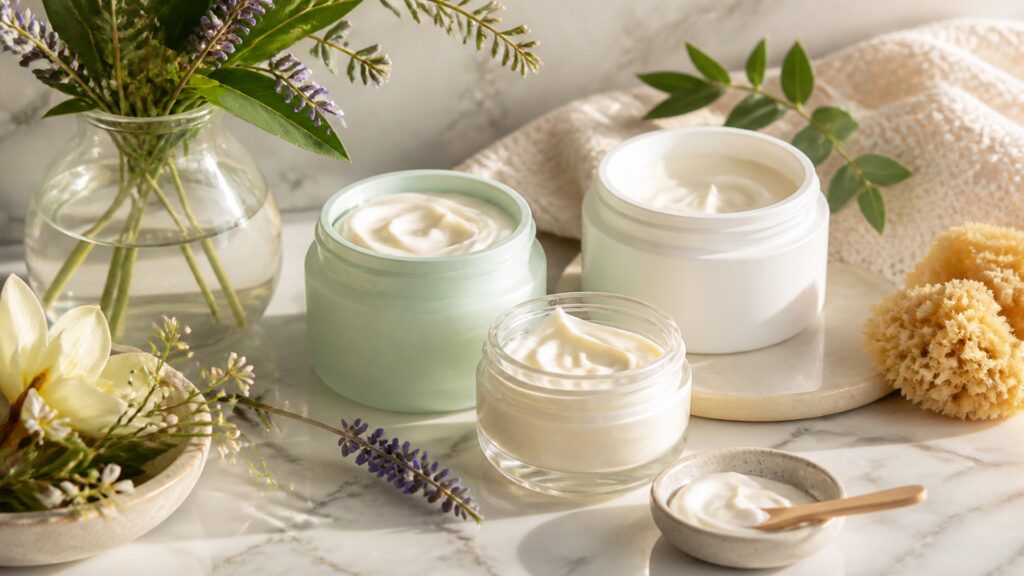 Unbranded firming body creams arranged for a scent and formula preferences buying guide