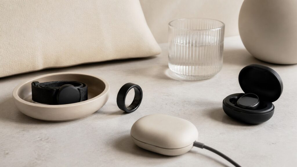 Unbranded fitness tracking devices products arranged for a careful buying comparison