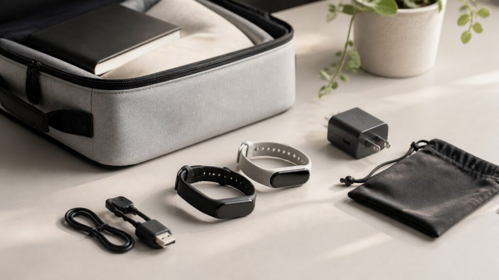 Unbranded fitness tracking devices products arranged for a careful buying comparison