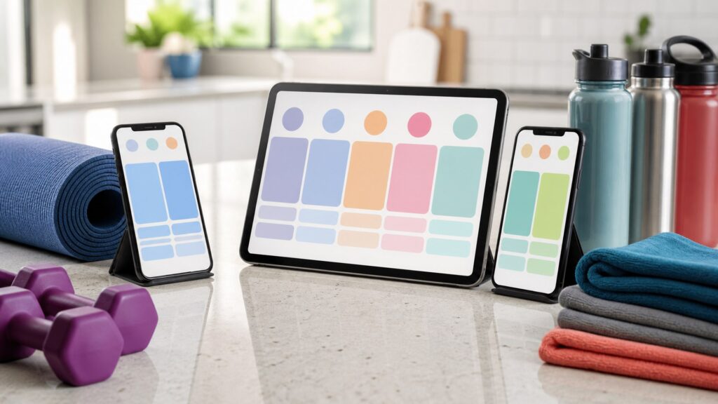 fitness training apps for family users arranged in a practical buyer guide scene