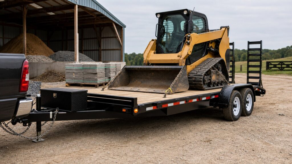 flatbed trailers shopping setup for farm and jobsite use with practical vehicle-focused details