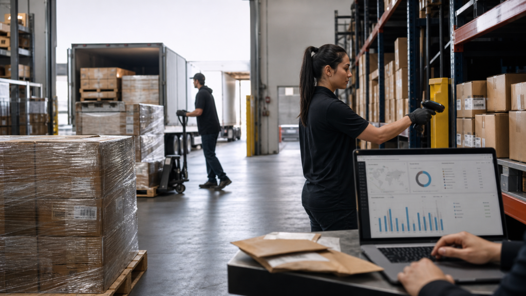 Ultra photorealistic hero image for Flexport Fulfillment Review for Third-Party Fulfillment Services