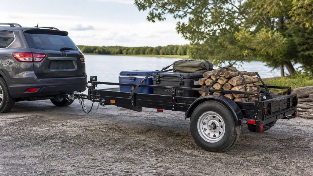 foldable utility trailers shopping setup for tow rating compatibility with practical vehicle-focused details