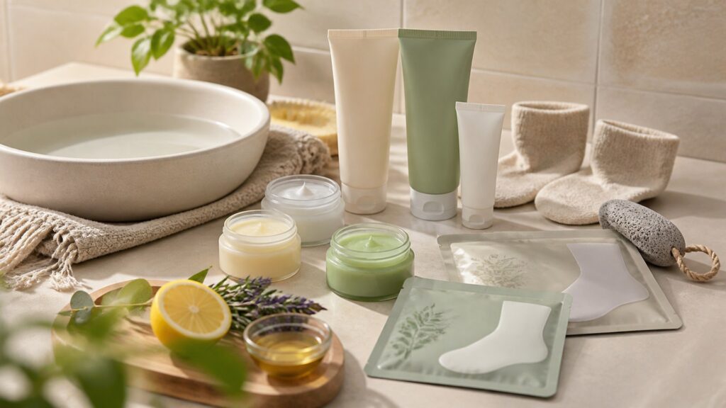 Unbranded foot masks arranged for a scent and formula preferences buying guide