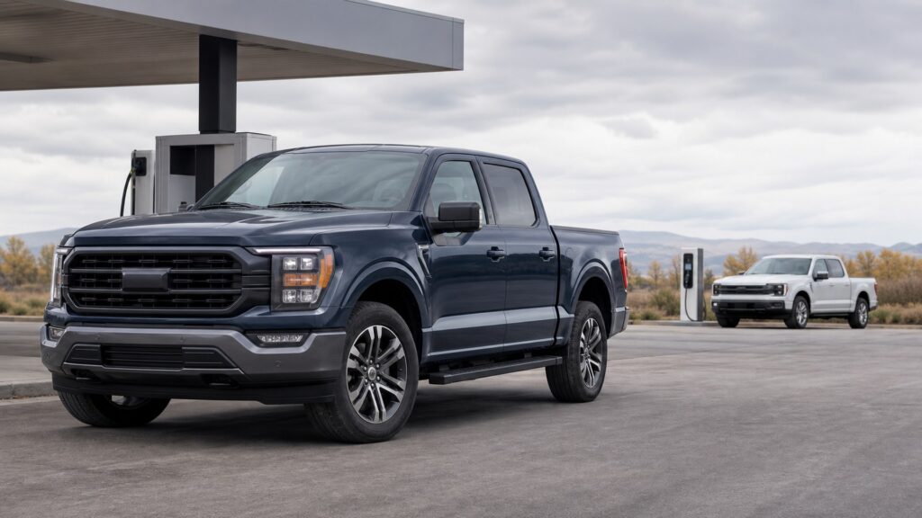 full size pickup trucks shopping setup for fuel, charging, and operating costs with practical vehicle-focused details