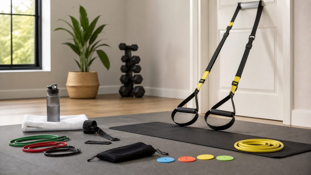 functional suspension training for bodyweight training arranged in a practical buyer guide scene