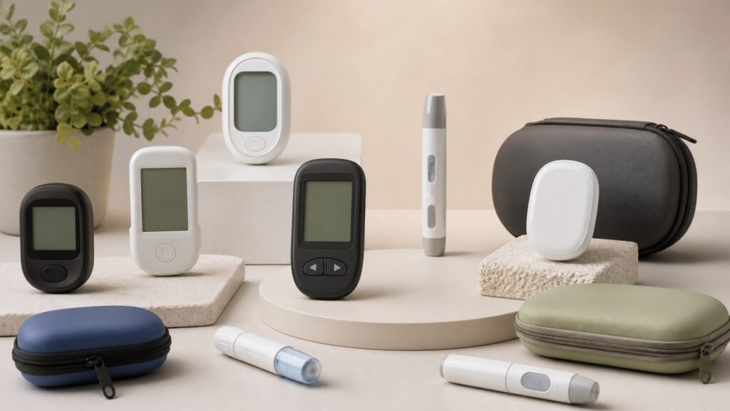 Unbranded glucose monitoring devices products arranged for a careful buying comparison