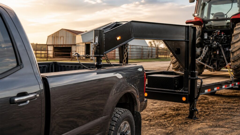 gooseneck hitches shopping setup for farm and jobsite use with practical vehicle-focused details