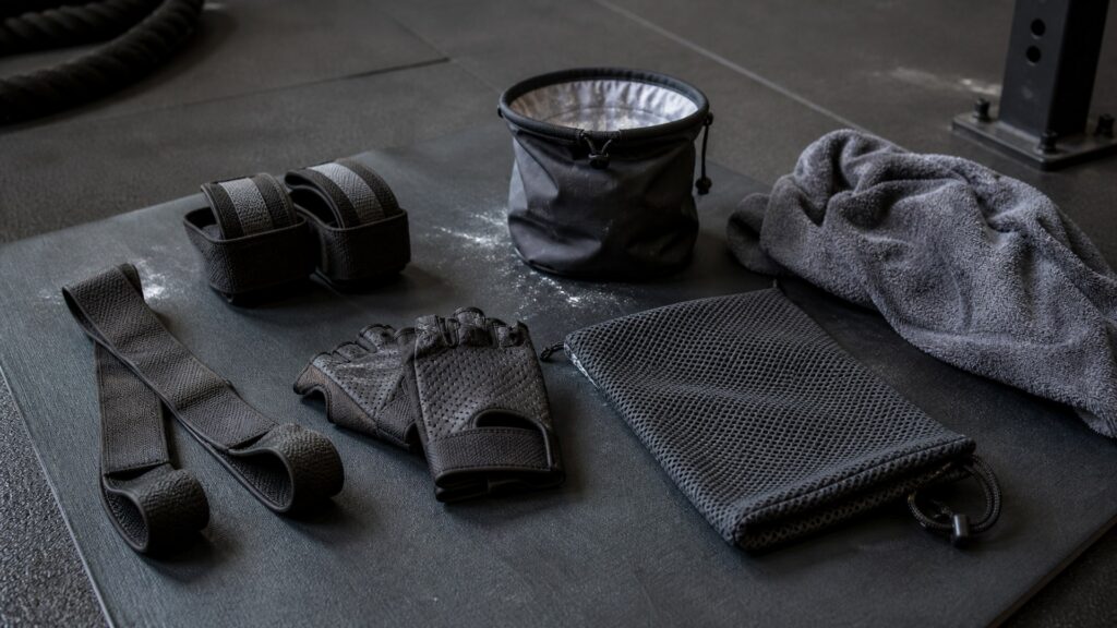 grip accessories for sweaty workouts arranged in a practical buyer guide scene