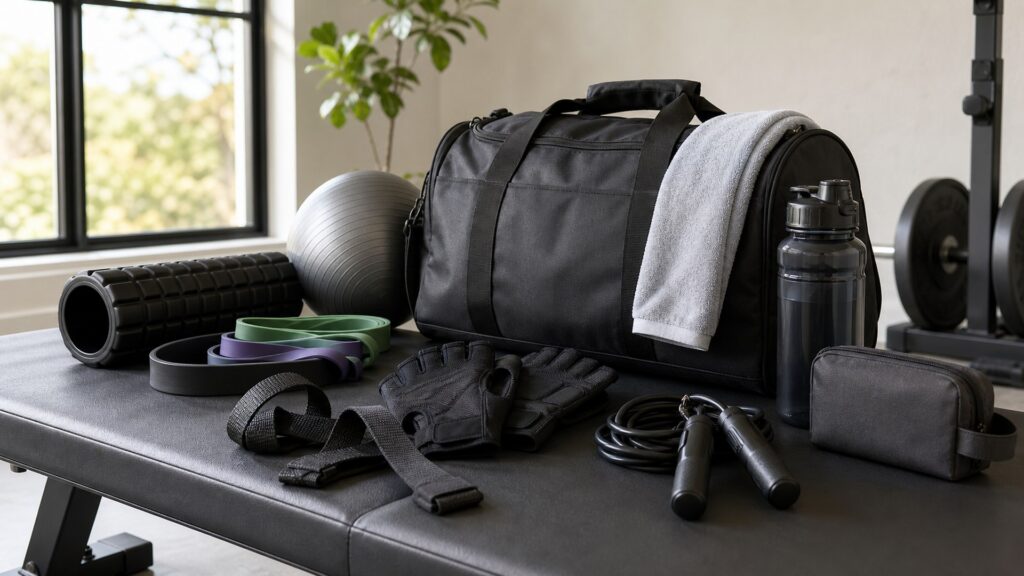 gym accessories for overall use arranged in a practical buyer guide scene
