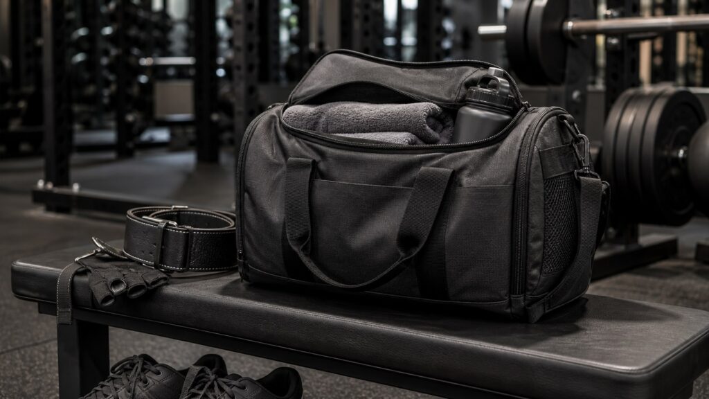 gym bags for weight rooms arranged in a practical buyer guide scene