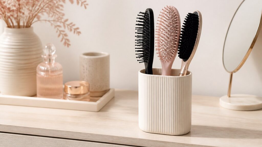 Unbranded editorial arrangement for Hair Brushes Buying Guide for Small Vanities