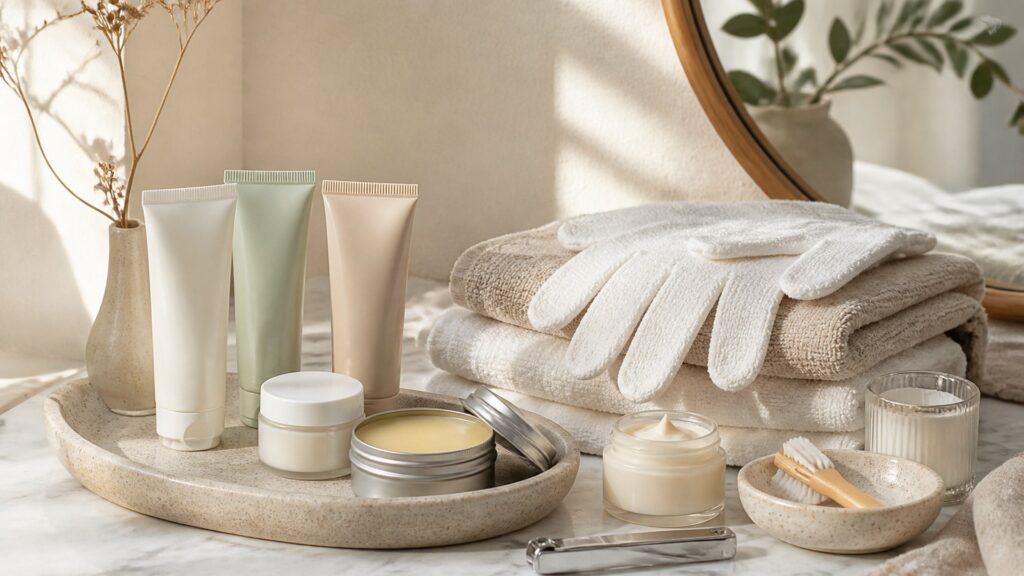Unbranded hand creams arranged for a dryness, roughness, and comfort buying guide