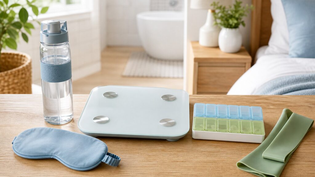 Unbranded health products arranged for a careful buying comparison