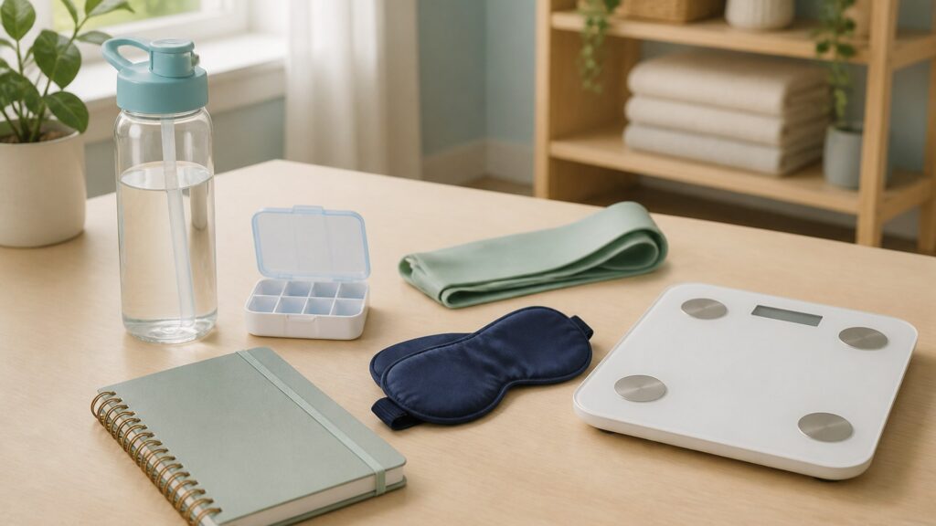 Unbranded health products arranged for a careful buying comparison