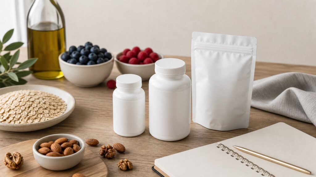 Unbranded heart health supplements products arranged for a careful buying comparison