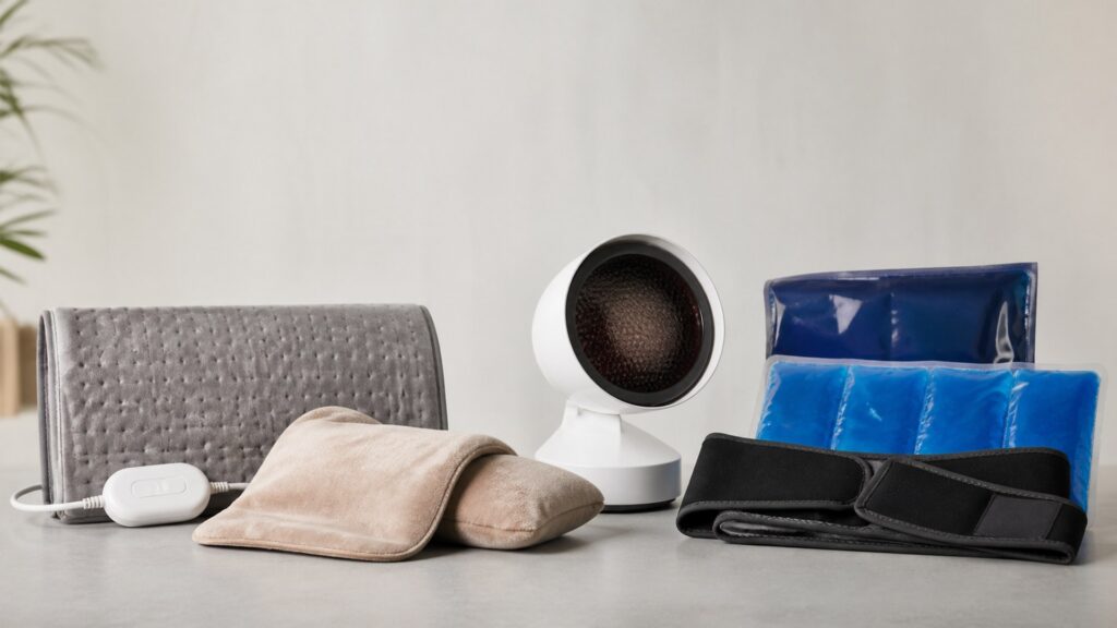 Unbranded heat & infrared therapy products arranged for a careful buying comparison