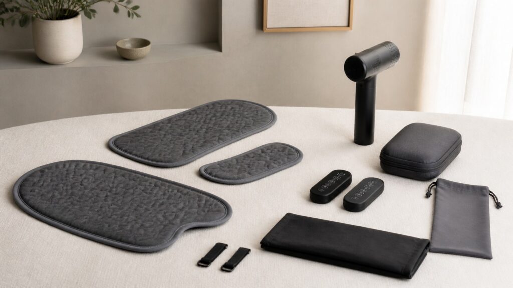 Unbranded heat & infrared therapy products arranged for a careful buying comparison
