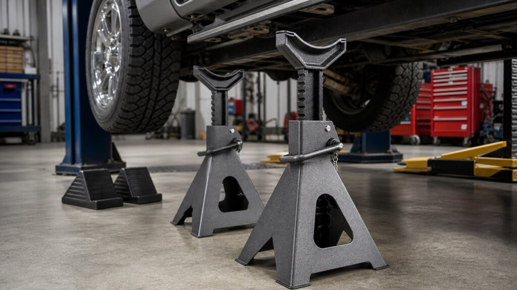 heavy duty jack stands shopping setup for lift and safety requirements with practical vehicle-focused details