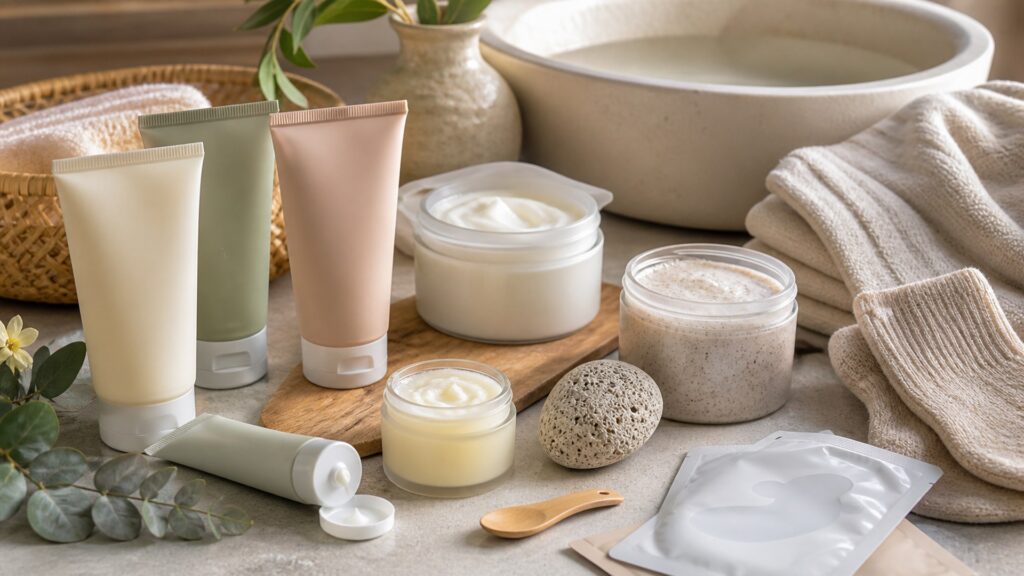 Unbranded heel repair creams arranged for a scent and formula preferences buying guide